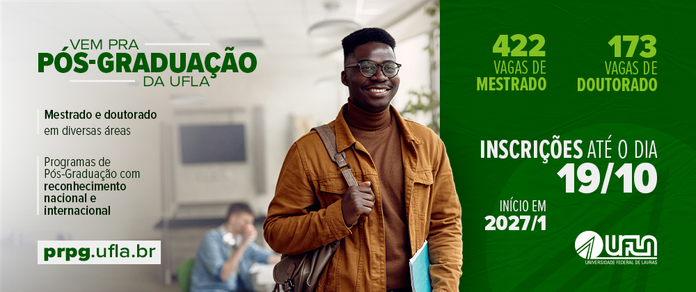 UFLA abre inscrições de processos seletivos para mestrado e doutorado