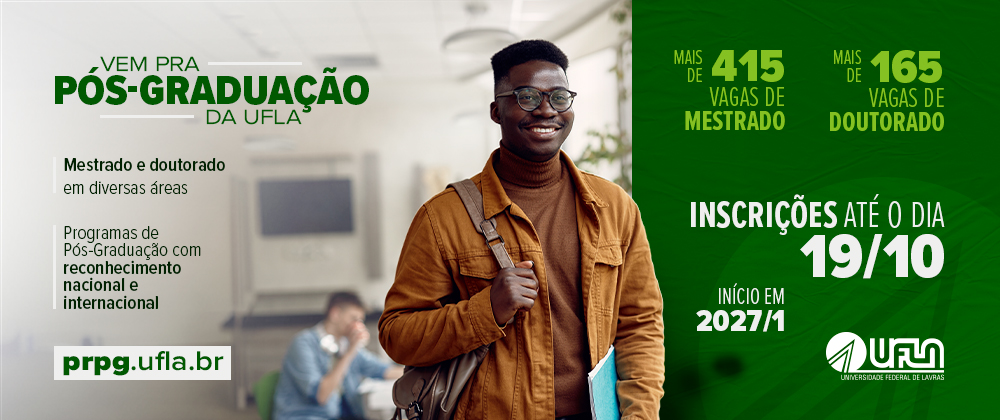 UFLA abre inscrições de processos seletivos para mestrado e doutorado