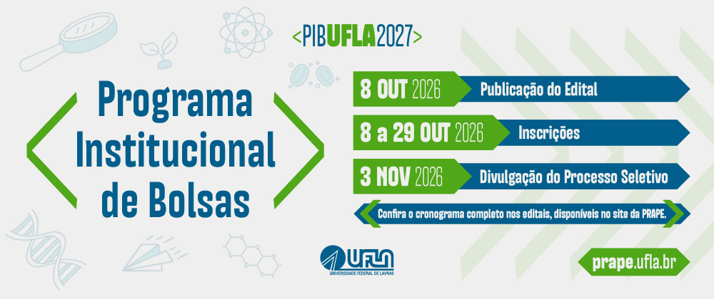 UFLA inicia seleção do Programa Institucional de Bolsas 2027 com previsão de 900 vagas
